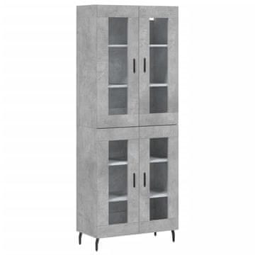 Vidaxl Visoka komoda betonsko siva 69,5x34x180 cm inženirski les