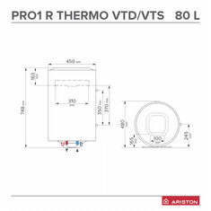 Ariston PRO1 R 80 VTD kombinirani grelnik vode, desni priklop (3201913)