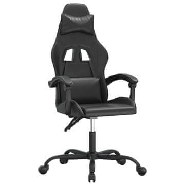 Vidaxl Vrtljiv gaming stol črno umetno usnje