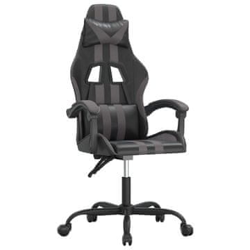 Vidaxl Gaming stol črno in siva umetno usnje