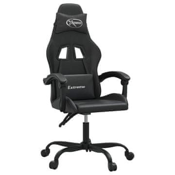 Vidaxl Vrtljiv gaming stol črno umetno usnje