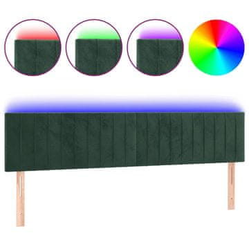 Vidaxl LED posteljno vzglavje temno zeleno 180x5x78/88 cm žamet