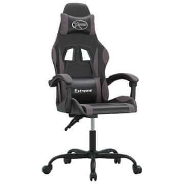 Vidaxl Vrtljiv gaming stol črno in sivo umetno usnje