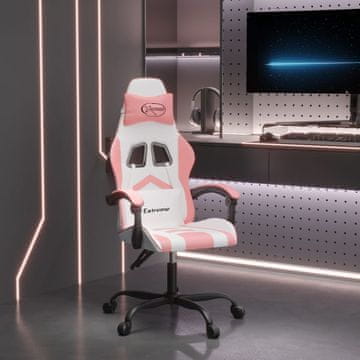 Vidaxl vidaXL igralni stol, bel in roza, umetno usnje