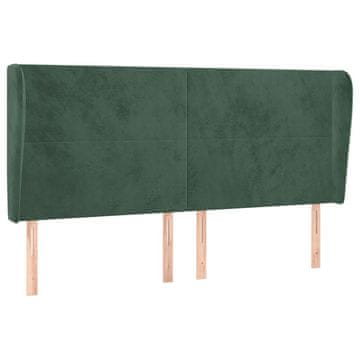 Vidaxl Vzglavje z ušesi temno zeleno 163x23x118/128 cm žamet