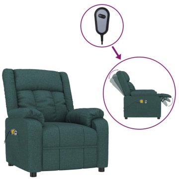 Vidaxl Električni masažni stol temno zeleno blago