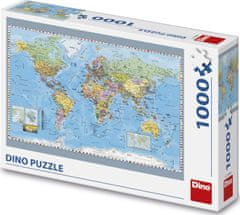 Dino Puzzle Politični zemljevid sveta 1000 kosov