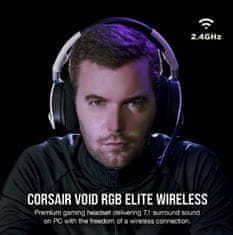 Corsair VOID RGB ELITE brezžične vrhunske gaming slušalke s 7.1 prostorskim zvokom, bele (EU)