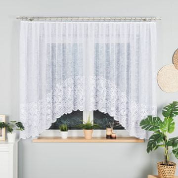 shumee KINGA - Že izdelana žakard zavesa z izrezom na dnu - 400x160 cm - bela