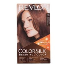 Revlon Colorsilk Beautiful Color Odtenek 55 light reddish brown Set barva za lase Colorsilk Beautiful Color 59,1 ml + razvijalec 59,1 ml + balzam za lase 11,8 ml + rokavice za ženske