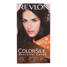 Revlon Colorsilk Beautiful Color Odtenek 20 brown black Set barva za lase Colorsilk Beautiful Color 59,1 ml + razvijalec barve 59,1 ml + balzam 11,8 ml + rokavice za ženske