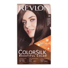 Revlon Colorsilk Beautiful Color Odtenek 33 dark soft brown Set barva za lase Colorsilk Beautiful Color 59,1 ml + razvijalec barve 59,1 ml + balzam 11,8 ml + rokavice za ženske