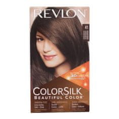 Revlon Colorsilk Beautiful Color Odtenek 41 medium brown Set barva za lase Colorsilk Beautiful Color 59,1 ml + razvijalec barve 59,1 ml + balzam 11,8 ml + rokavice za ženske