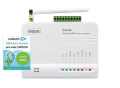 Evolveo Sonix - brezžični alarm GSM (4 kosi daljinskega upravljalnika, senzor gibanja PIR, senzor vrat/oken, zunanji zvočnik, Android/iPhone) + SIM