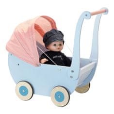 Petitcollin Leseni otroški voziček modre barve (za punčke do 40 cm)