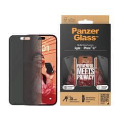 PanzerGlass Privacy UWF zaščitno steklo za iPhone 15 Plus, črno, +aplikator