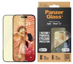 PanzerGlass Eyecare zaščitno steklo za iPhone 15, Anti-Reflective, UWF, črno, + aplikator