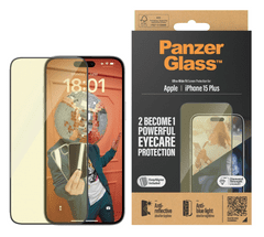 PanzerGlass Eyecare zaščitno steklo za iPhone 15 Plus, Anti-Reflective, UWF, črno, + aplikator