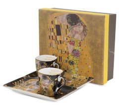 ZAKLADNICA DOBRIH I.  Komplet za espresso iz porcelana z dekorjem Klimt Poljub