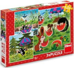 Dino Puzzle Krtek in dežnik 3x55 kosov