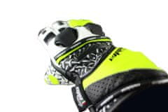 Usnjene motoristične rokavice TANAKA, dolge, črna/bela/zelena M