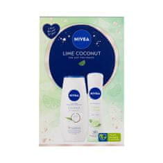 Nivea Lime Coconut Set gel za prhanje Coconut & Jojoba Oil 250 ml + antiperspirant Fresh Citrus 150 ml za ženske POKR