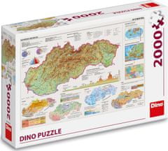 Dino Toys Puzzle Zemljevid Slovaške 97x69cm 2000 kosov