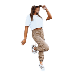 Dstreet Ženske hlače s padalom MINELLI rjave barve uy1673 s44
