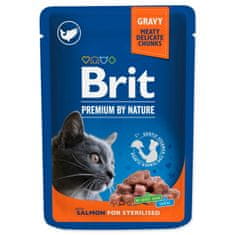 Brit Premium Chunks in Gravy z lososom za sterilizirane mačke - 100 g