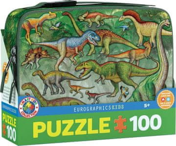 EuroGraphics Sestavljanka v škatli za prigrizke Dinozavri 100 kosov