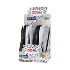 EASY FANCY Kroglično pero, črno polželezno polnilo, 0,7 mm, 24 kosov v pakiranju, sivo-belo-črno