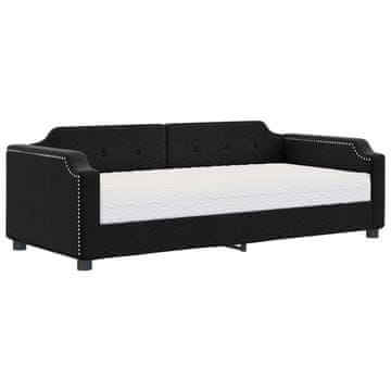 Vidaxl Dnevna postelja z vzmetnico črna 100x200 cm blago