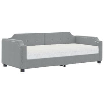 Vidaxl Dnevna postelja z vzmetnico svetlo siva 90x190 cm blago