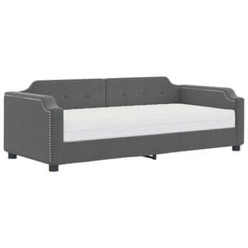 Vidaxl Dnevna postelja z vzmetnico temno siva 80x200 cm blago