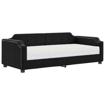 Vidaxl Dnevna postelja z vzmetnico črna 90x200 cm blago