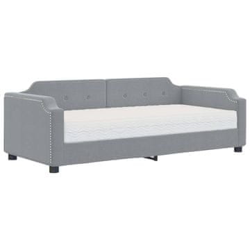 Vidaxl Dnevna postelja z vzmetnico svetlo siva 80x200 cm blago