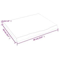 Vidaxl Stenska polica 60x50x(2-4) cm neobdelana trdna hrastovina