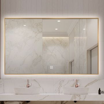 S6 Steklarstvo Šest LED ogledalo S67A , 100x60cm, z zlatim okvirjem