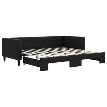 Vidaxl Izvlečna dnevna postelja črna 90x190 cm blago