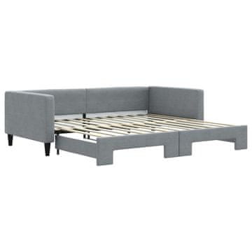 Vidaxl Izvlečna dnevna postelja svetlo siva 100x200 cm blago