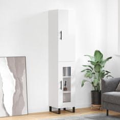 Vidaxl Visoka omara visok sijaj bela 34,5x34x180 cm inženirski les
