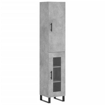 Vidaxl Visoka omara betonsko siva 34,5x34x180 cm inženirski les