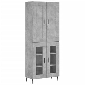 Vidaxl Visoka komoda betonsko siva 69,5x34x180 cm inženirski les