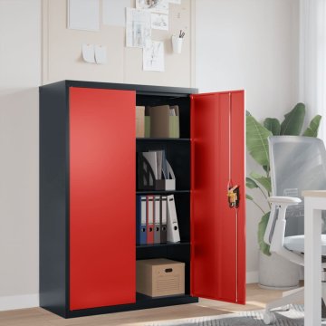 Vidaxl Arhivska omara antracitna in rdeča 90x40x140 cm jeklo
