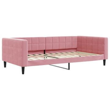 Vidaxl Raztegljiva postelja roza 100x200 cm žamet