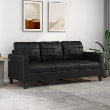 Vidaxl vidaXL Trosed, črn, 180 cm, oblazinjen z umetnim usnjem