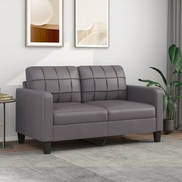 Vidaxl vidaXL Dvosed, siv, 140 cm, umetno usnje