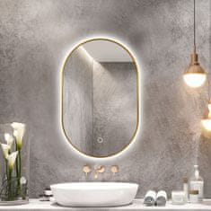 S6 Steklarstvo Šest LED ogledalo S611A , 60x90cm, z zlatim okvirjem, ambientalna osvetlitev, 3 barve LED, dimmer, antifog
