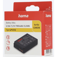 Hama foto baterija tipa Canon LP-E12, Li-Ion 7,2 V/700 mAh