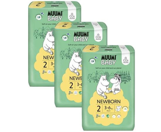 MUUMI BABY 2 Newborn 3-6 kg (174 kosov), mesečni paket eko plenic